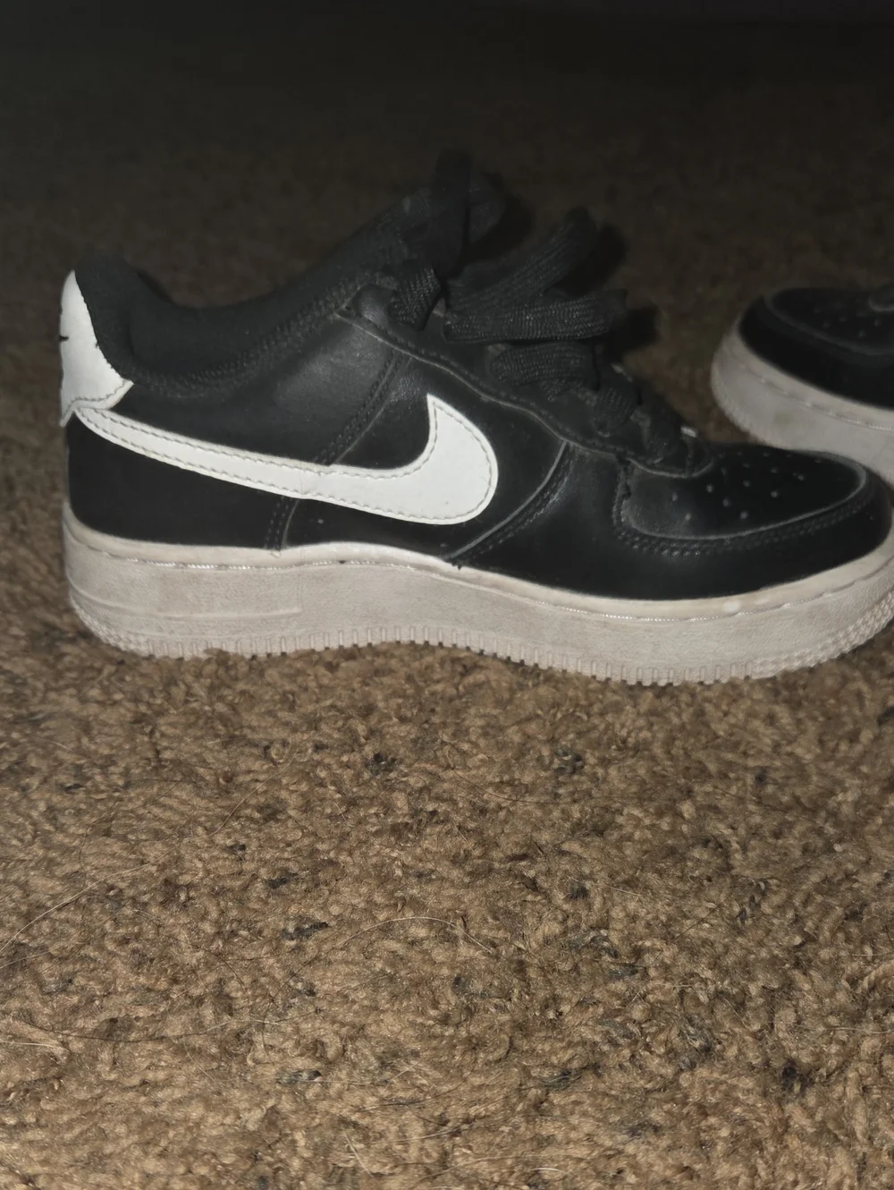 Kids Black and White Nike Air Force 1s